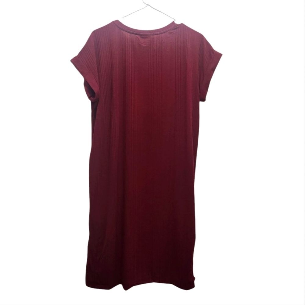 NWT LuLaRoe Chelsea TShirt Tee Shirt Dress Oversized Burgundy Wine Ribbed Size S - Picture 3 of 5